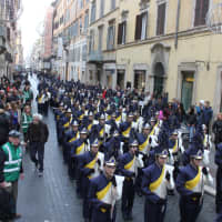 <p>The Ramsey High School band marches in the Rome New Year&#x27;s Day Parade.</p>
