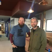 <p>Matt Curtin, left, and Eric Gearity, right, founders of Sing Sing Kill Brewery.</p>