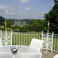 <p>The home&#x27;s deck overlooks views of the Long Island Sound.</p>