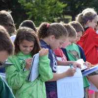 <p>Main Street School fifth-graders collected data at various stations set up along the Hudson River during a Sept. 25 trip to Matthiessen Park in Irvington. </p>