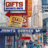 <p>Rifkin&#x27;s watercolor painting depicting Jimmy&#x27;s Corner in Manhattan.</p>