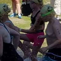 <p>Kara Wilczynski, 12, of Mahwah, competed in her first triathlon during the summer.</p>