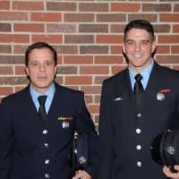 <p>Danbury firefighters Rich Krikorian and Ted Mourges both were promoted to the rank of lieutenant</p>