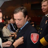 <p>Lt. Rich Krikorian of the Danbury Fire Department and his wife Jackie</p>