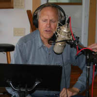 <p>Grammy award-winning singer/songwriter and Piermont resident Tom Chapin in the sound studio recording his narration for ”Last Stop USA”</p>