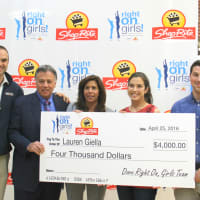 <p>(from left) Lawrence, Larry and Marie Inserra, of the ShopRite of Ramsey; Lauren Giella, New Jersey&#x27;s Right On, Girls grand-prize winner; and Eric Gentile, Unilever/Dove representative</p>