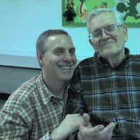 <p>Stamford resident Len Schwartz and his father.</p>