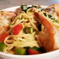 <p>Linguini Colasacco with shrimp, asparagus, baby spinach, grape tomatoes, crushed red pepper and EVOO from Forza Ristorante, newly opened at 3171 Fairfield Avenue in Bridgeport</p>