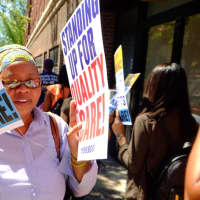 <p>Union members at New York-Presbyterian/Lawrence Hospital sought to bring attention to their lack of a contract on Tuesday.</p>