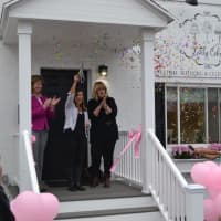 <p>State Rep. Laura Hoydick, Lovely Cakes owner/baker Renata Papadopoulos and Dorothy Bratchell, COO Women’s Business Development Council cut the ribbon.</p>