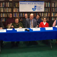 <p>Monday&#x27;s roundtable discussion on bomb threats against JCCs - From left, Tarrytown Mayor Drew Fixell; Congresswoman Nita Lowey; JCC On The Hudson Executive Director Frank Hassid; and JCC On The Hudson Board Member Susan Tolchin.</p>