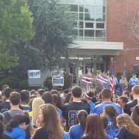 <p>Hundreds – students, staff, first responders – gathered for the ceremony.</p>