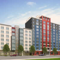 <p>Officials held a groundbreaking ceremony Tuesday for Metro Green III, a new high-rise apartment building under construction near the train station in Stamford.</p>