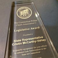 <p>State Rep. Cristin McCarthy Vahey recently won a legislative award from the Connecticut Police Chiefs Association.</p>