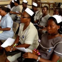 <p>Members of Sa Leone Health Pride traveled to Sierra Leone in 2012 -- and held two health conference, including this one in Freetown.</p>