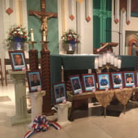 <p>Twelve officers were memorialized in a Blue Mass at St. Philip the Apostle Church in Saddle Brook</p>