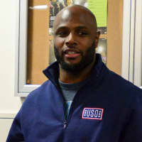 <p>Passaic Tech grad and Indianapolis Colts safety, Mike Adams, at the United Service Organizations tour in Japan.</p>