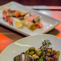 <p>Mixed olives with grilled herbs at Beacon Hotel Restaurant.</p>