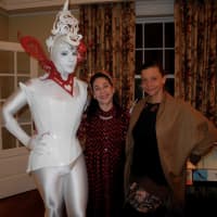 <p>Art Show: Bedford held a preview party on Friday. Pictured left to right are &quot;Snow Queen&quot; in costume, Art Show Co-Chair Laura Blau and Anita Durst.</p>