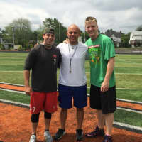 <p>Patrick Murray, Adam Baiera, and Matt Simms at last year&#x27;s camp</p>