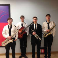 <p>The Staples High School Jazz Band: Declan Hardin, Joseph Williams, Nick Rossi, and Joshua Sigal</p>