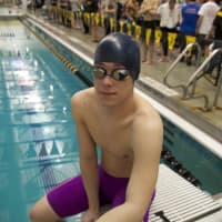 <p>Ryan McLoughlin of Lourdes waits for the start of a race.</p>