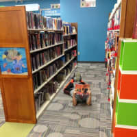<p>A youngster reading a book at the Old Tappan Public Library.</p>