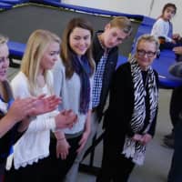 <p>The Powers family spoke at the dedication ceremony. The family dedicated a new diving board and scholarship fund in memory of their husband and father, Stephen Powers.</p>