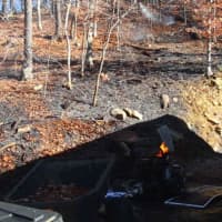 <p>Westport, Wilton, Weston and Fairfield police and fire assisted in extinguishing a stubborn brush fire off near Bayberry Lane Wednesday.</p>