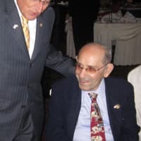 <p>Congressman Bill Pascrell talking with Yogi Berra. </p>