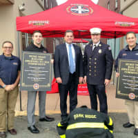 <p>Firehouse Subs presents the Park Ridge Fire Department with new turnout gear at a ceremony in Totowa.</p>