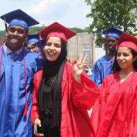 <p>Peekskill High School graduates accepted their diplomas on Sunday at Paramount Hudson Valley.</p>