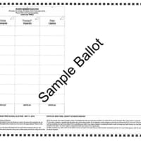 <p>A sample ballot similar to what Pelham residents will use during next Tuesday&#x27;s elections.</p>