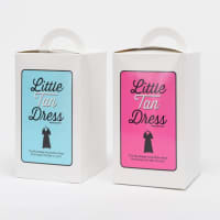 <p>Packaging for Wear &amp; Away&#x27;s Little Tan Dress. The products are made in Bridgeport.</p>