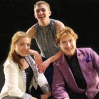 <p>Seen here in rehearsal for &#x27;Pippin&#x27; at Curtain Call&#x27;s Kweskin Theatre, are Patrick Agonito (center) as the title character and Kristen Muller (left) and Dante DiFederico as leading players.</p>