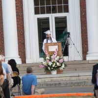 <p>One of the graduatiing Pleasantville High School students speaking during this year&#x27;s graduation ceremony.</p>