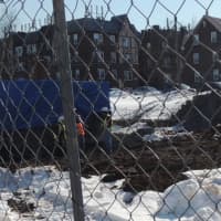 <p>Work crew at the Walgreens, Cedar Lane, site in Teaneck.</p>