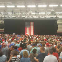 <p>The gym is packed Saturday evening at the William H. Pitt Center at Sacred Heart University in Fairfield for the Donald Trump for president rally.</p>