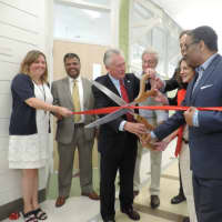 <p>City officials celebrate the opening of the newly renovated Norwalk Early Childhood Center.</p>
