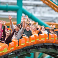 <p>Riders streak along on a coaster at the Nickelodeon Universe already in operation, in Minnesota&#x27;s Mall of America.</p>