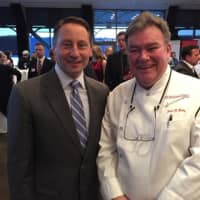 <p>Westchester County Executive Rob Astorino with Chef Peter X. Kelly.</p>