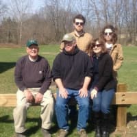<p>Ken Rose, left, takes a load off during a recent clean-up day at Morgan Lake in Poughkeepsie. Rose is about to be inducted into the New York State Outdoorsmen Hall of Fame. Also pictured are volunteers Joe, Joan, Andrea, and Sean Bialosuknia.</p>