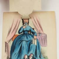 <p>Vinegar&quot; valentine card. American, ca.1855. Maker unknown; lithographed and hand-colored on paper. Lift the church lady to reveal the wicked sinner.</p>