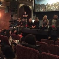 <p>Briarcliff High School theater and music students chat with members of the cast of &quot;Something Rotten!&quot; on Broadway.</p>