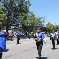 <p>The Saddle Brook High School band marched along with Elmwood Park High School&#x27;s band</p>