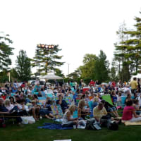 <p>A crowd gathers for Shakespeare on the Green in Stamford.</p>