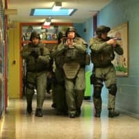 <p>An active shooter drill at Walter Panas High School in Cortlandt.</p>