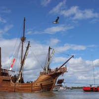 <p>This replica of the Santa Maria will be in Oyster Bay Harbor for the Oyster Festival expected to draw 150-200 thousand visitors.</p>