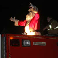 <p>As expected, Santa arrived to greet Leonia&#x27;s children on a fire truck.</p>