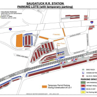<p>A map of the Saugatuck Train Station temporary parking lots.</p>